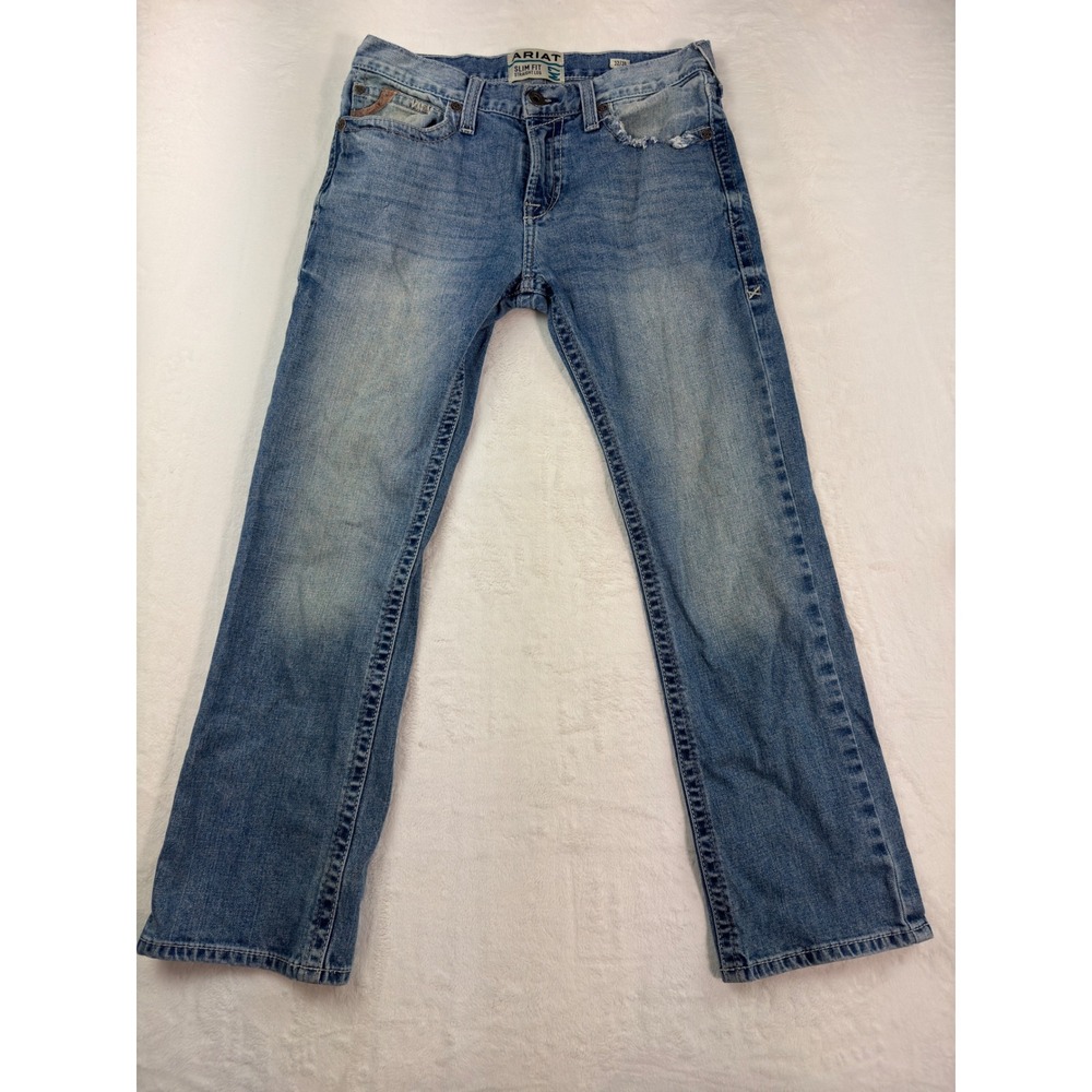 Ariat M7 Rocker Slim Fit Straight Leg Jeans Mens 32x30 Blue Distressed Denim